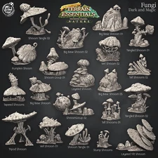 3D Printed Cast n Play Dark And Magic Fungi Fungi Terrain Set Terrain Essentials