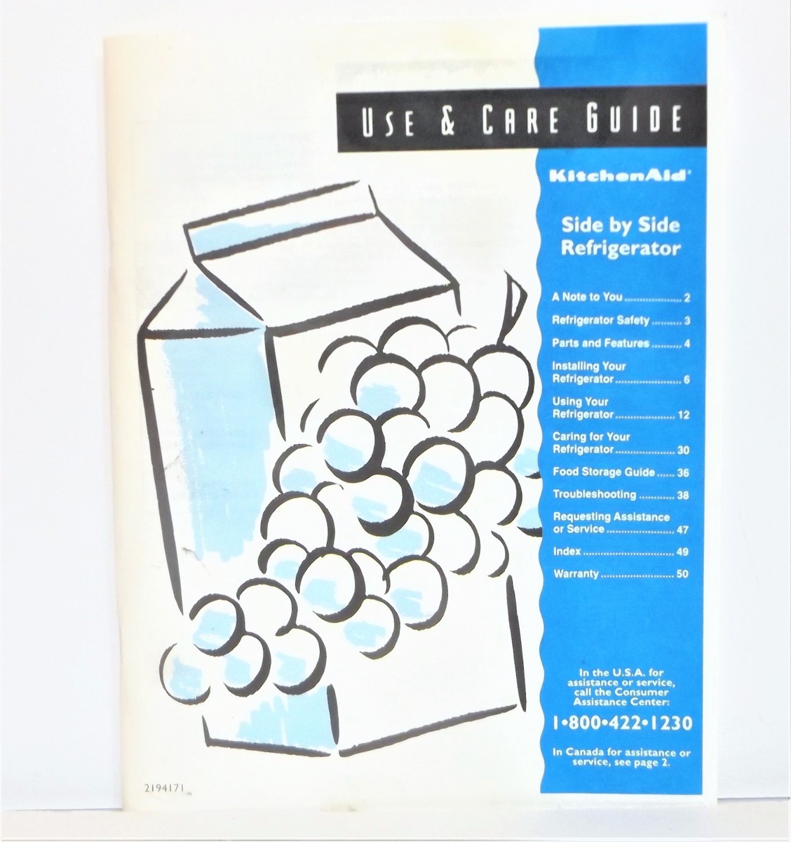 1996 KitchenAid Side By Side Refrigerator : Use & Care Guide