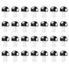 0.6" x 0.5" Cute Mushroom Beads, 28 Pcs Small Glass Beads, Black