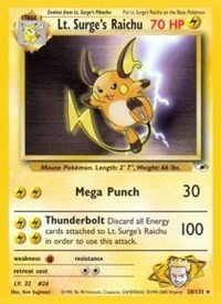 Pokemon Lt. Surge's Raichu (28/134) Gym Heroes HP