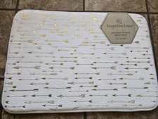 New Kingston Lane Memory Foam Bath Mat White Gold Arrows Valentine's Day Nursery