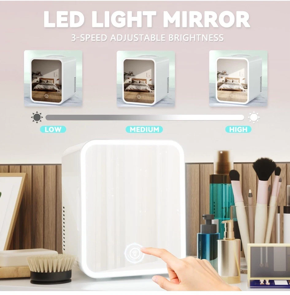 Mini Fridge, 5L AC/DC Small Refrigerator with Dimmable LED Mirror - Image 4 of 4
