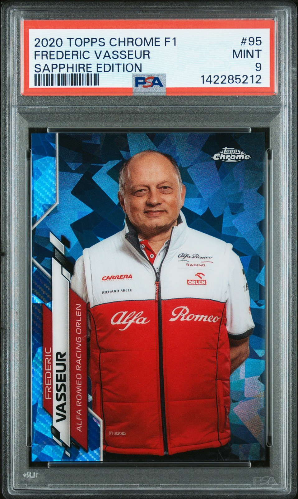 2020 TOPPS CHROME FORMULA 1 SAPPHIRE ED #95 FREDERIC VASSEUR PSA 9