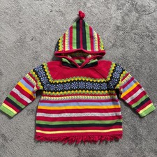 Hanna Andersson Christmas Holiday Hooded Tassel Knit Sweater Peru Size 110 5/6