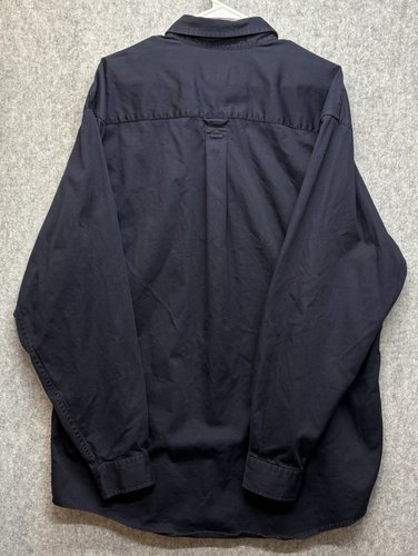 Eddie Bauer LG Heavy Weight Button Down Long Sleeve Work Shirt Dark Blue - Picture 4 of 9