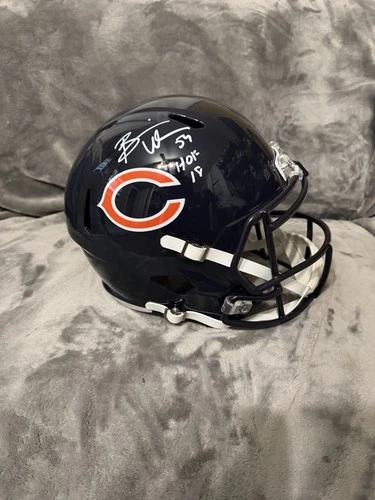 Brian Urlacher Signed Chicago Bears Full Size REP Helmet Inscribd "HOF 18" (BAS)