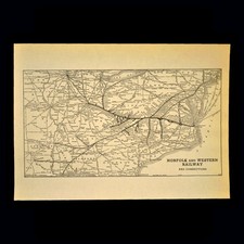 NORFOLK & WESTERN Railway Map Vintage Railroa...