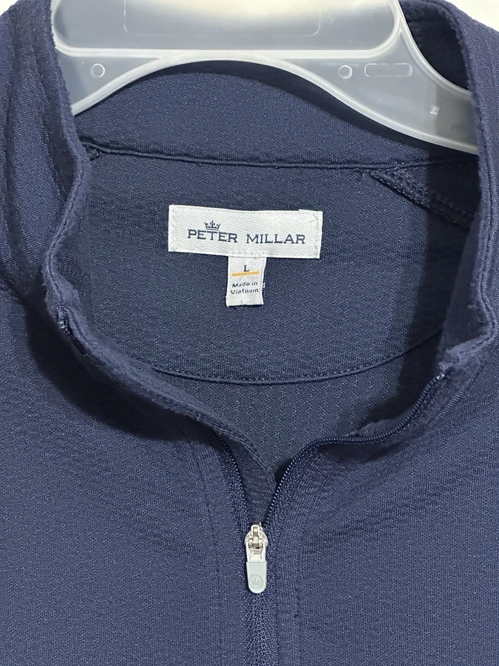 Pullover Peter Millar Perch Para Hombres L Azul Cuarto Cremallera Golf Rendimiento Elástico Foto 4 de 4