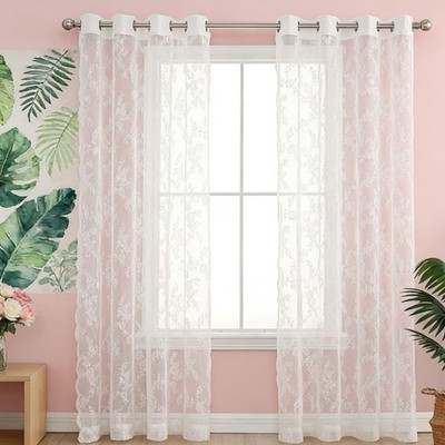 Wnzdp 1 Stück Weiß Spitze Vorhänge für Fenster, B 1,6'' x L 0,8'' (1 Paneele), 