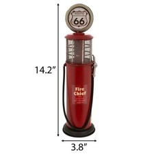 RED Route 66 Gas Pump FIRE CHIEF Metal  14.2 x 3.8 inch Decor