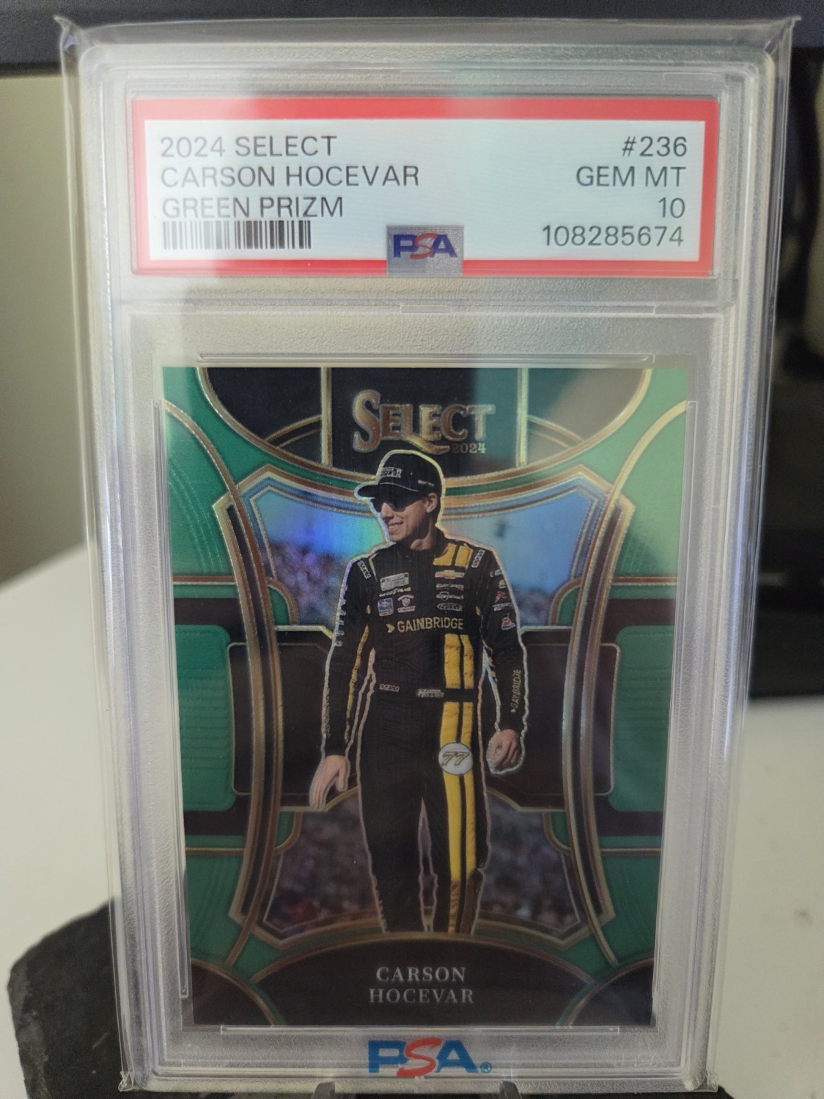 2024 Select Carson Hocevar Trackside Green Prizm SSP /5 PSA 10