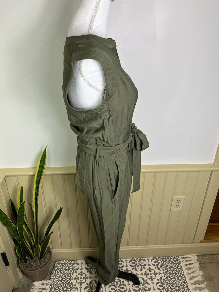 Mono Sanctuary Nuevo con Etiquetas Cinturón XS Verde Sin Mangas Bolsillos Boho Chic Grunge Otoño Foto 3 de 4