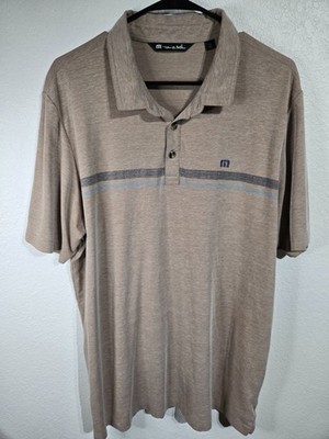 Travis Matthew Polo Shirt Mens Size 2XL Light Brown Stripe Golfing Polo Shirt
