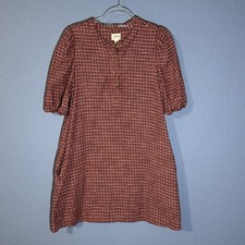 J.Crew Popover Puff Sleeve Pocket Brushed Flannel Shift Shirt Dress Size XS