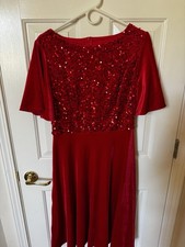Red Sequin Short Sleeve Evening Gown Dress