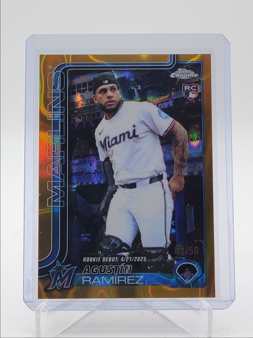 AGUSTIN RAMIREZ 2025 TOPPS CHROME UPDATE ROOKIE DEBUT GOLD LAVA RC /50 Q3967