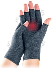 Fingerless Gloves for Arthritis - Compression Gloves, M, Light Gray