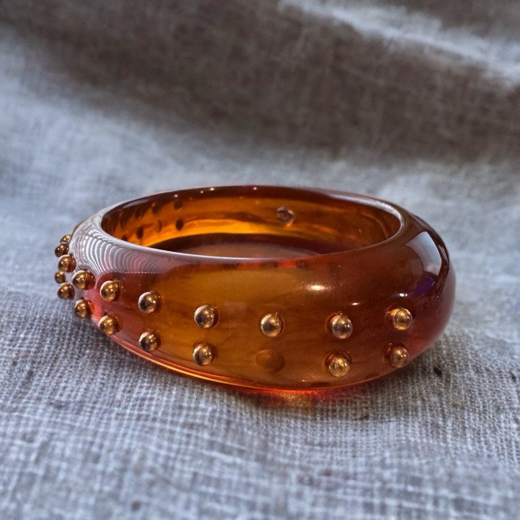 Kenneth Jay Lane KJL Amber Lucite Studded Bangle … - image 5