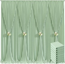 8 Panels Sage Green Backdrop Curtain for Wedding Baby Shower Wrinkle 40ft x 10ft