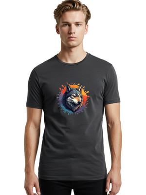 Wolf-Head-7 Mens Graphic Tee, 100% Cotton, Casual Summer Wear