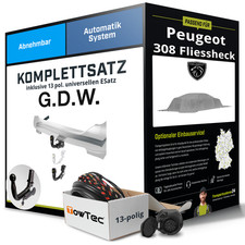 Für PEUGEOT 308 Fliessheck III Typ FB Anhängerkupplung abn +eSatz 13pol uni. 21-