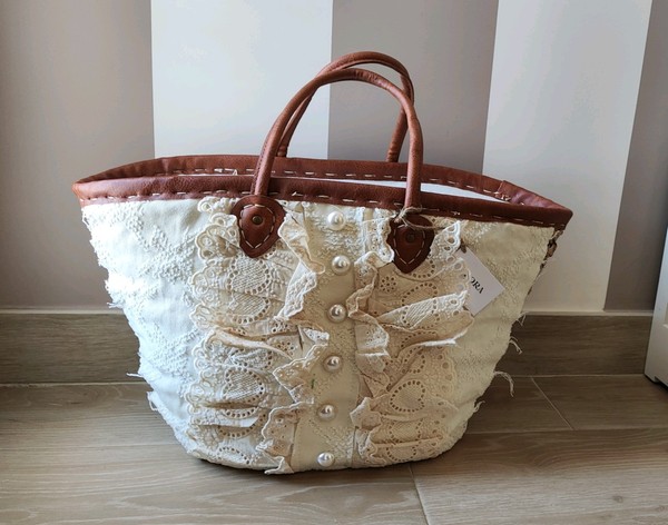 Bolso Capazo Mimbre Nuevo Con Etiqueta