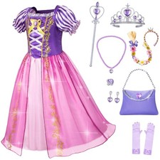 Topney Princess Rapunzel Costume for Little Girls Dress Up 4-5 Years, Purple