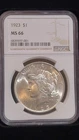 1923 Peace Dollar.        NGC  MS66