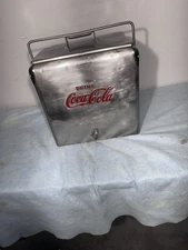 Vintage ~ Embossed Coca Cola Stainless Steel Cooler W/ Bottle Opener 1940-1950s