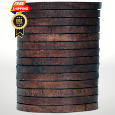 Flat Genuine Leather Cord String Full Grain 3 MM, Dark Brown Distressed