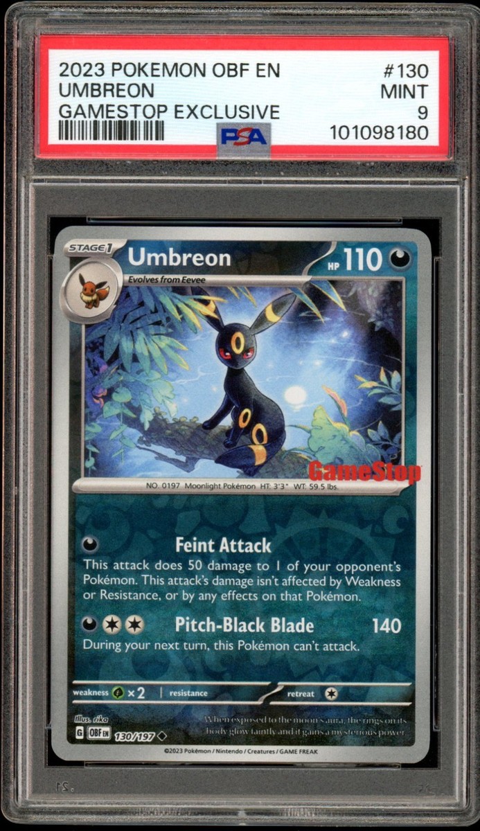2023 Pokemon Obsidian Flames #130 Umbreon Gamestop Promo PSA 9