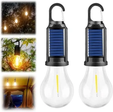 2PCS Solar Rechargeable Hooked Camping Light Solar Tent Lights Emergency Light