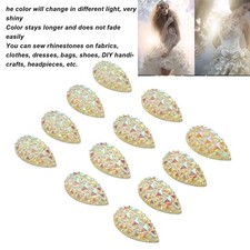 12 Pcs Sew On Rhinestones Double Hole Crystal Clear Glass AB Rhinestones