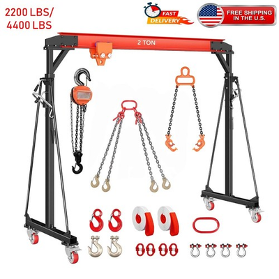 #ad 4400 2200 LBS Gantry Crane 1 2 Ton Adjustable Gantry Crane Shop Lift Hoist Tool $1061.43