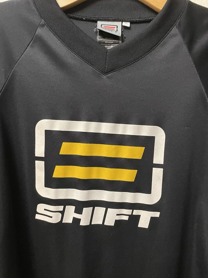 Vintage 90s Shift Motocross Racing Long Sleeve Jersey Shirt L Black Yellow Y2K - Изображение 4 из 4