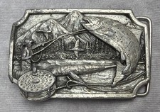 Siskiyou Buckle Co Fisherman Fishing Angler Oregon K-27 1983 Mountains Pewter T2