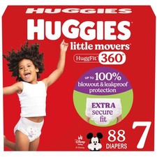 Huggies 56604 Little Movers HuggFit 360 Pull On Diapers, Size 7, 88 Count, 360
