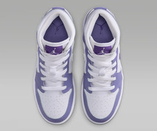 Air Jordan 1 Mid Shoes White Court Purple Big Kids' GS Size 4Y - 7Y