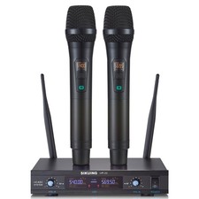 Wireless Microphone System, Metal Dual Pro UHF Cordless Dynamic Mic, 2x30 Adj...