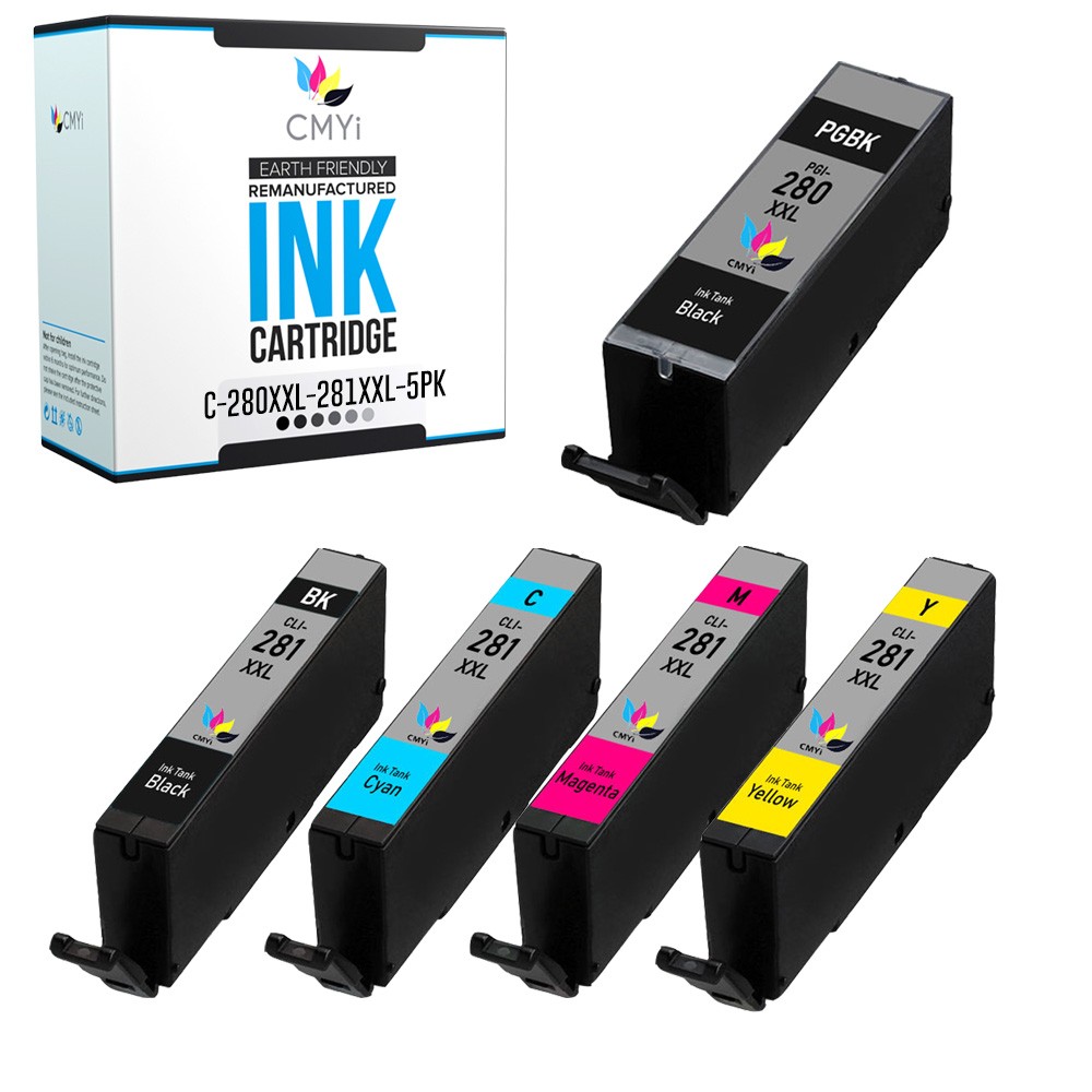 5PK Replacement Ink Cartridges for Canon PGI-280XXL CLI-281XXL Combo Cartridge