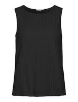 Vila Vigeneva O-Neck Top äRmellos S/L Damen Shirt GrößE M Schwarz Baumwolle