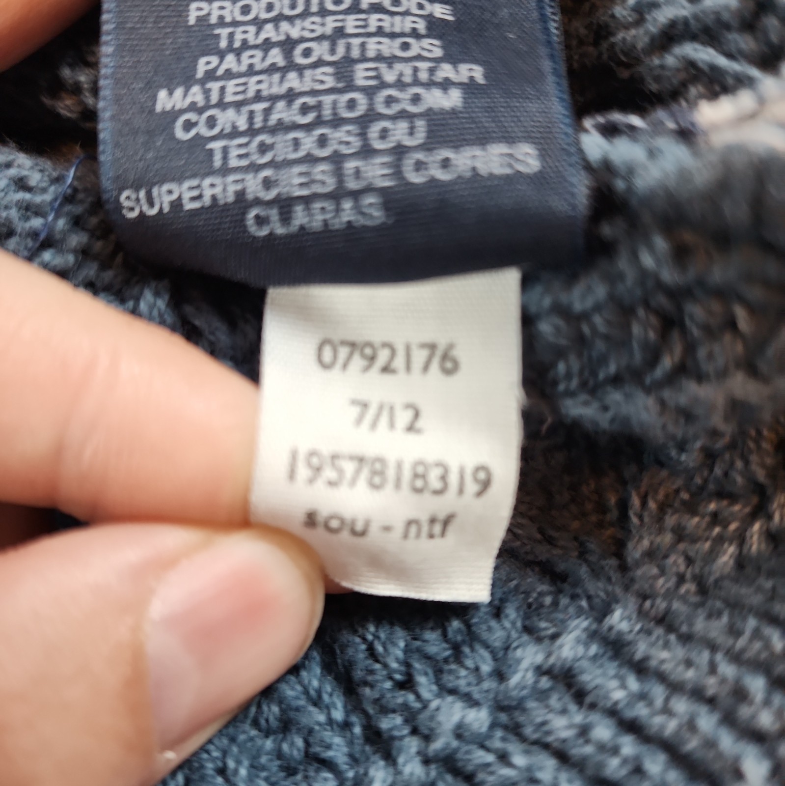 Hilfiger Denim Patchwork Knit Sweater Mens M Indigo Cable Shawl Collar Rare image 5