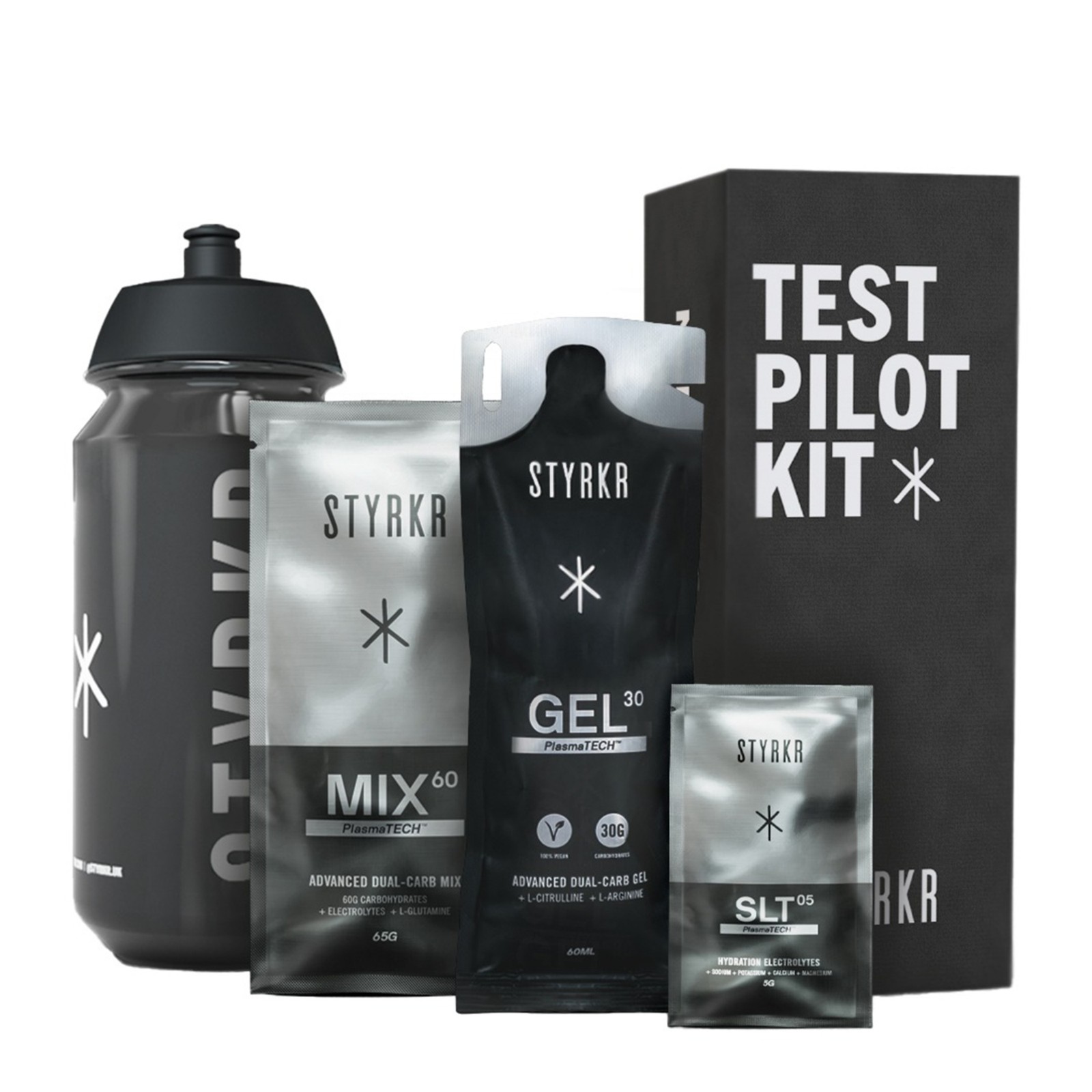 Styrkr Test Pilot Kit - Includes 500ml Bottle, 2x Drink Sachets & 1x Energy Gel