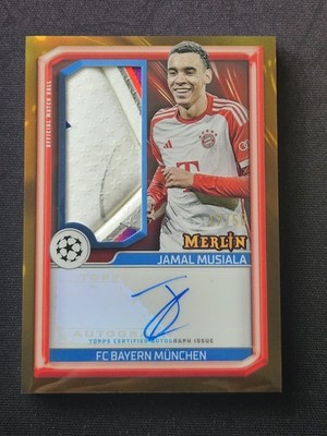 Topps Merlin UCC 23/24 Jamal Musiala Match Ball Relic Auto Card /50