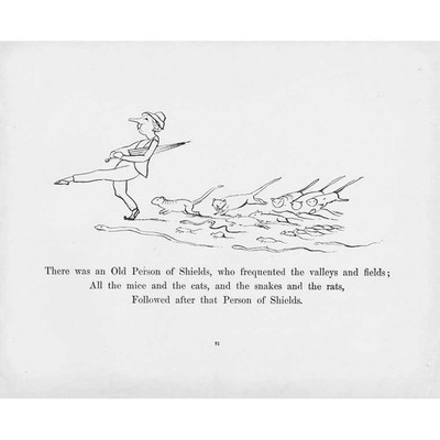 EDWARD LEAR Limerick - There Was an Old Person of Shields - Antique Print 1897