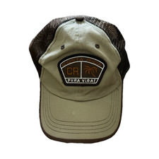 Costa Rica Pura Vida Solid Mesh Back Trucker Hat, Beige/Brown, One Size