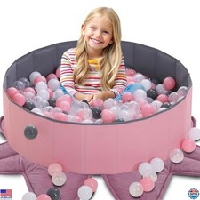 LimitlessFunN 48" Foldable Double Layer Kids Ball Pit - Large Pink Play Pool