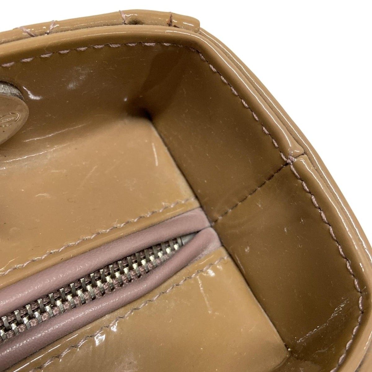 Auth DIOR/ChristianDior Lady Dior Medium Bag - Pink Beige Patent Leather Handbag