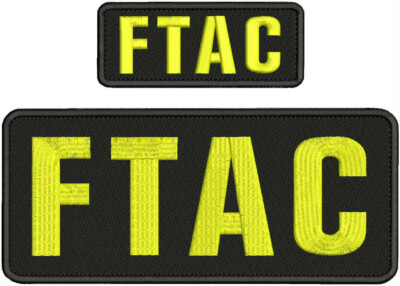 F T A C EMBROIDERY PATCH 4X10 AND 2X5 HOOK ON BACK  BLK/YELLOW
