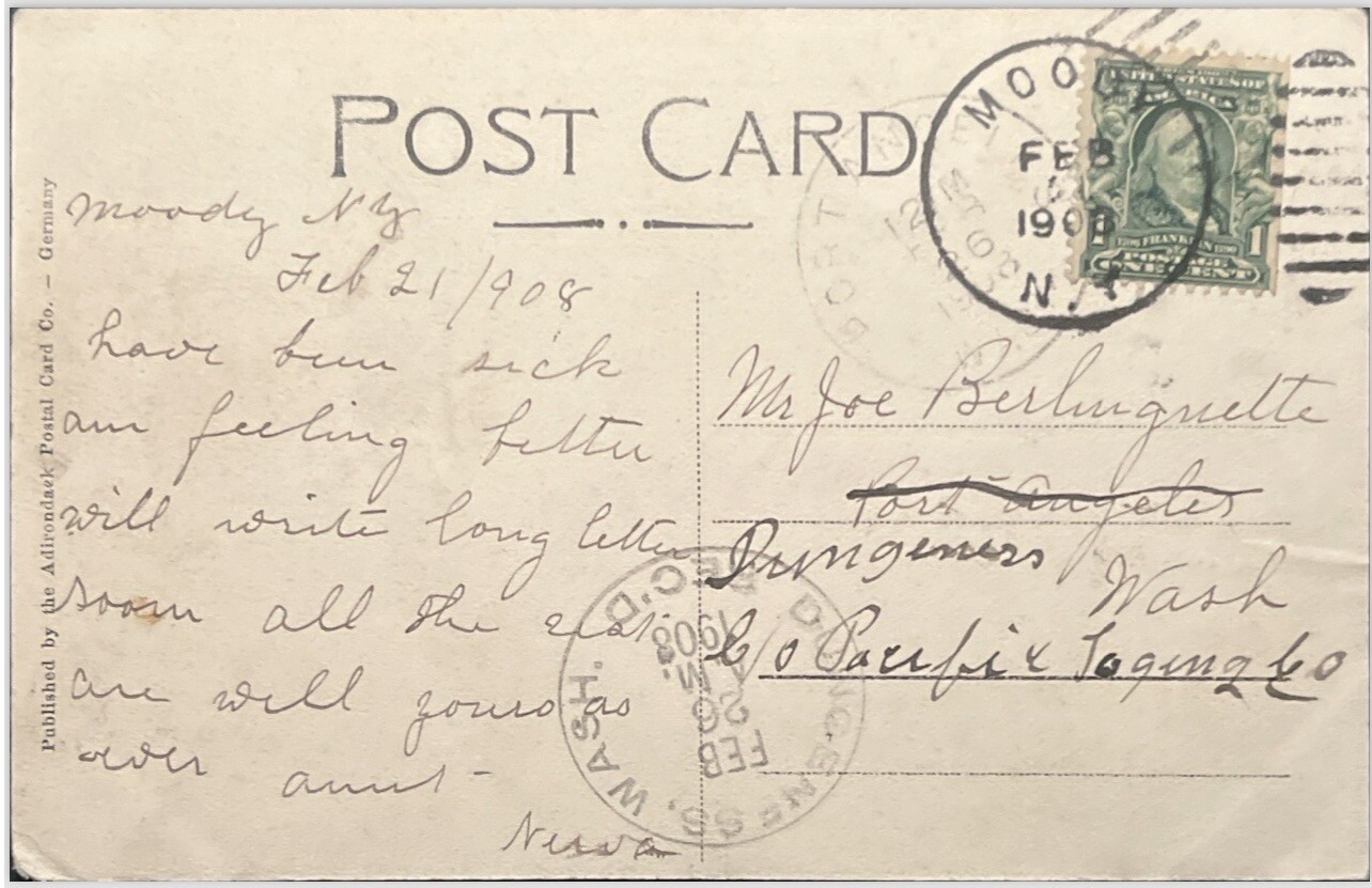 Tupper Lake New York Postcard Main Street From The Cliff Posted And